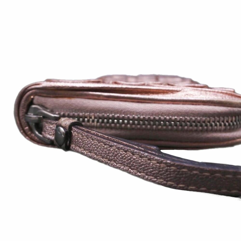 Dolce & Gabbana (Exclusive) Rose Gold Metallic Leather Ruffle Long Wallet, Y2K - Picture 4 of 13